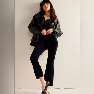 NWT Free People In My Feelings Velvet Crop Flare Pants Black XS